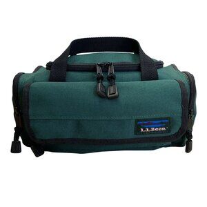 L.L. Bean Green Canvas Zippered Compartments Carry Handles AK02 Mini Duffel Bag